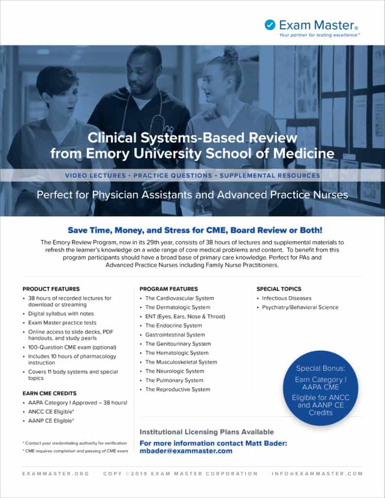 Emory CME Resources Flier - Exam Master